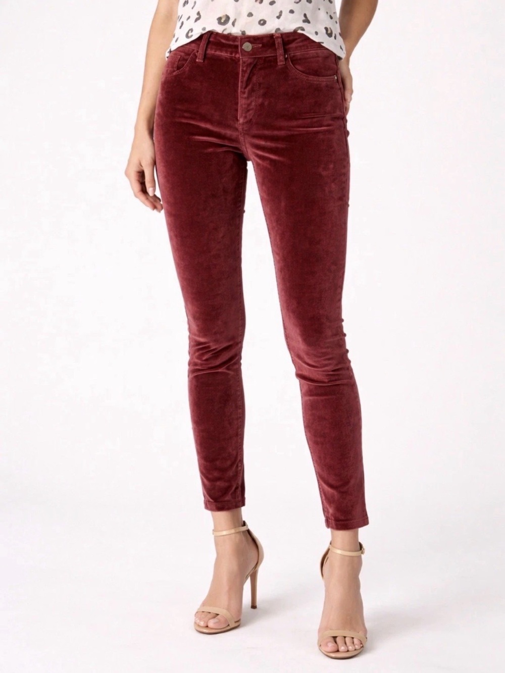 DL1961 Margaux Skinny Jeans Womens 26x28 Mid Rise Burgundy Stretch NWT
